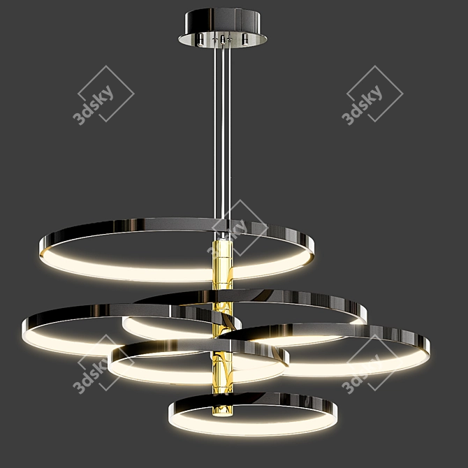 Black and Gold LED Pendant - Hoopla 3D model image 4