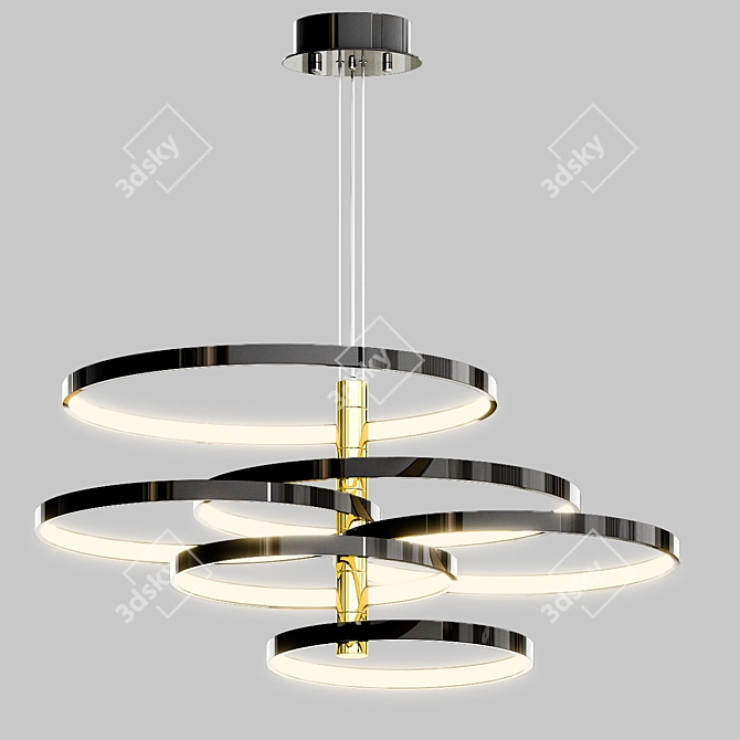 Black and Gold LED Pendant - Hoopla 3D model image 7