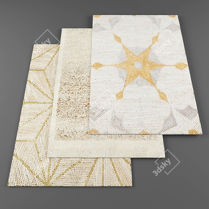 Modern Rugs Collection: 4 Pieces with Textures 3D model image 1