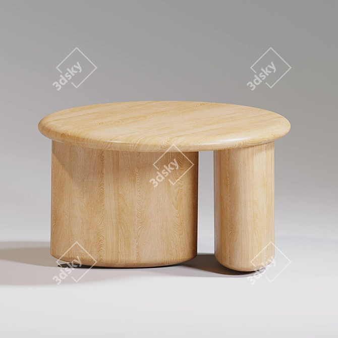 Solid Oak Coffee Table 3D model image 1