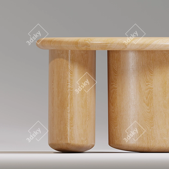 Solid Oak Coffee Table 3D model image 2