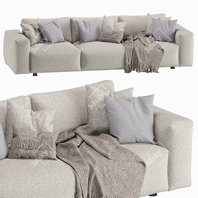 Modern Dienne Cross 3-Seat Sofa 3D model image 1