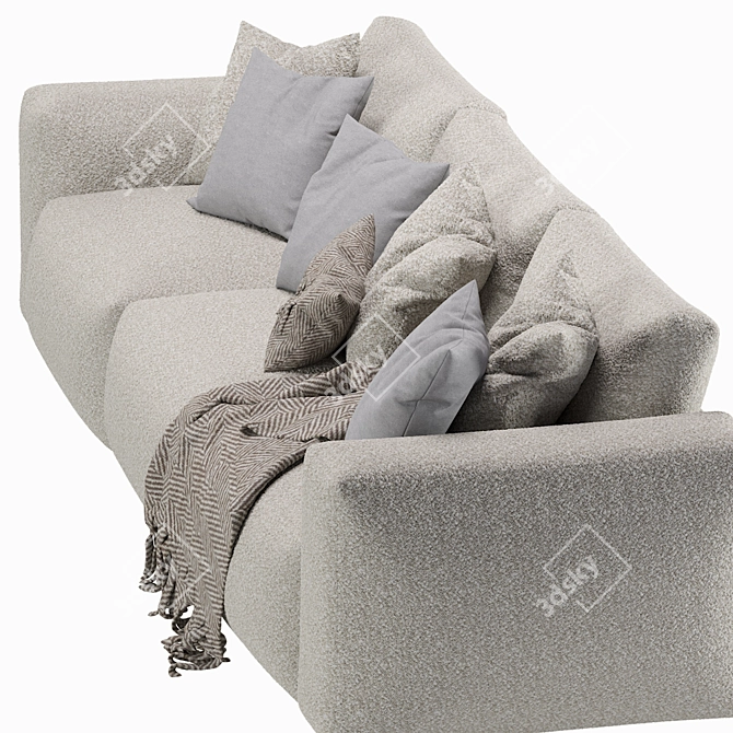 Modern Dienne Cross 3-Seat Sofa 3D model image 2
