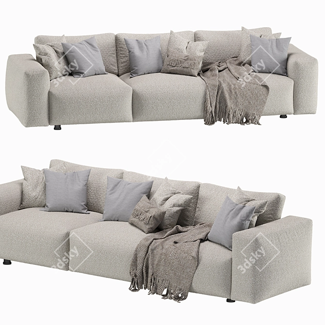Modern Dienne Cross 3-Seat Sofa 3D model image 4