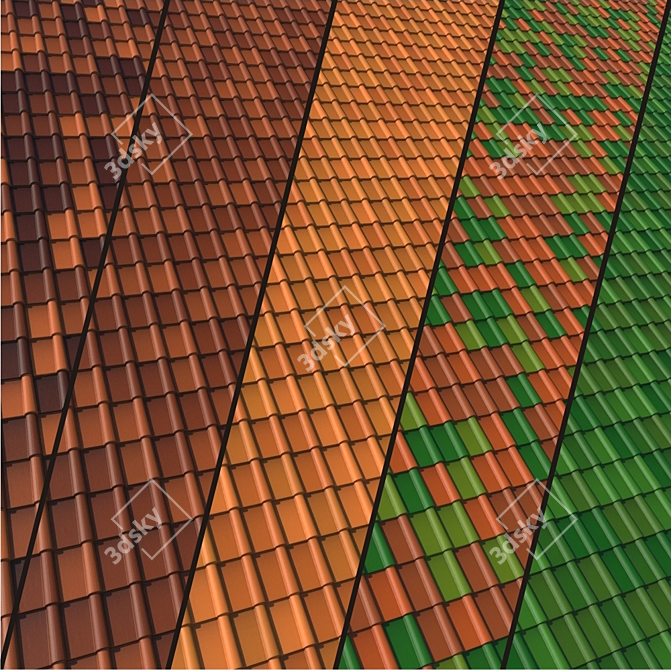 Seamless Roof Tile Texture 3D model image 2