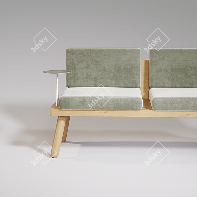 2-Seater Sofa with Side Tables 3D model image 2