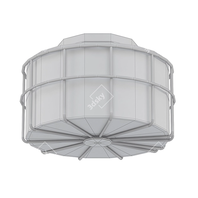 Elegant Paned Glass Flush Mount 3D model image 2