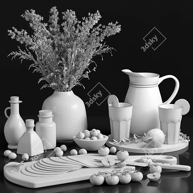 Elegant Kitchen Decor Set 3D model image 5