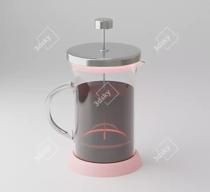 Modern Glass Teapot with Metal and Plastic Elements 3D model image 1