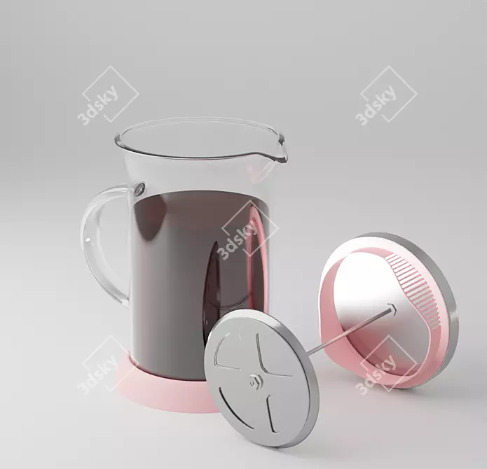 Modern Glass Teapot with Metal and Plastic Elements 3D model image 2