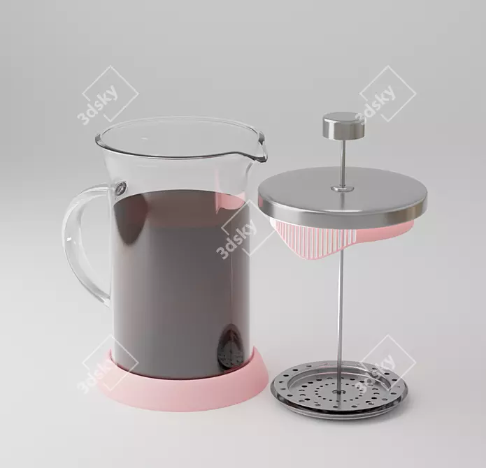 Modern Glass Teapot with Metal and Plastic Elements 3D model image 3