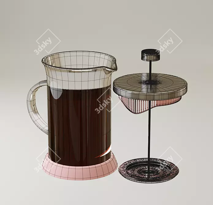Modern Glass Teapot with Metal and Plastic Elements 3D model image 4