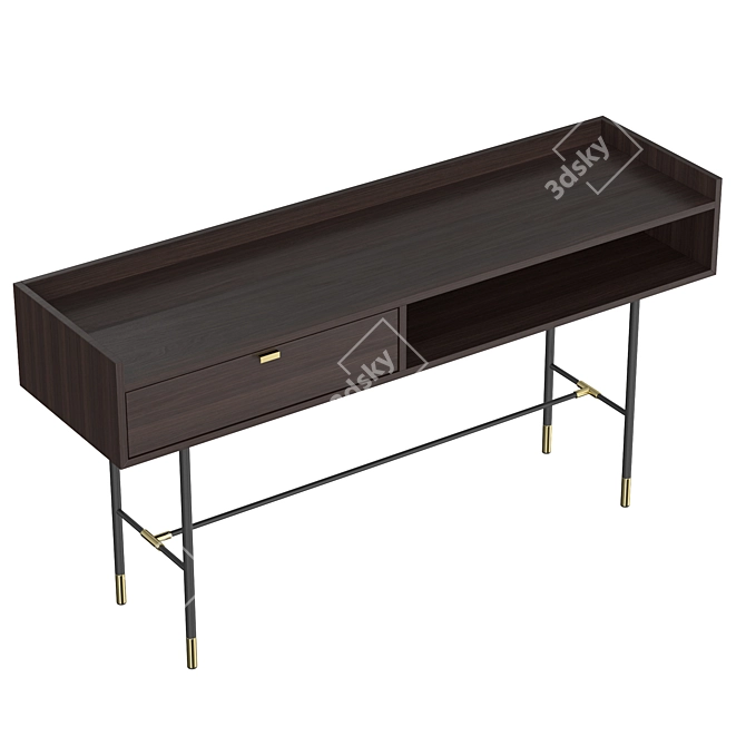 Elegant Walnut Writing Desk 3D model image 2