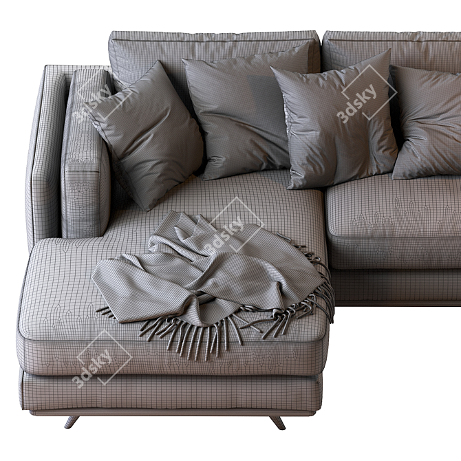 Modern Zander 2pc Chaise Sectional Sofa 3D model image 5