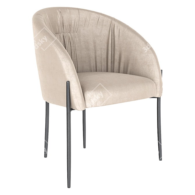 Velvet Chair in Light Beige | Garda Decor 3D model image 1