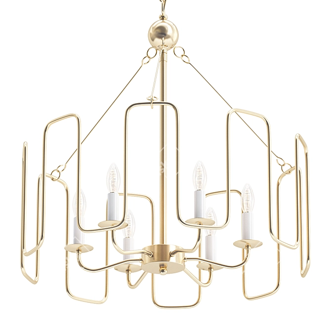 Gold Modern Chandelier - Exquisite Kitchen Lighting 3D model image 1