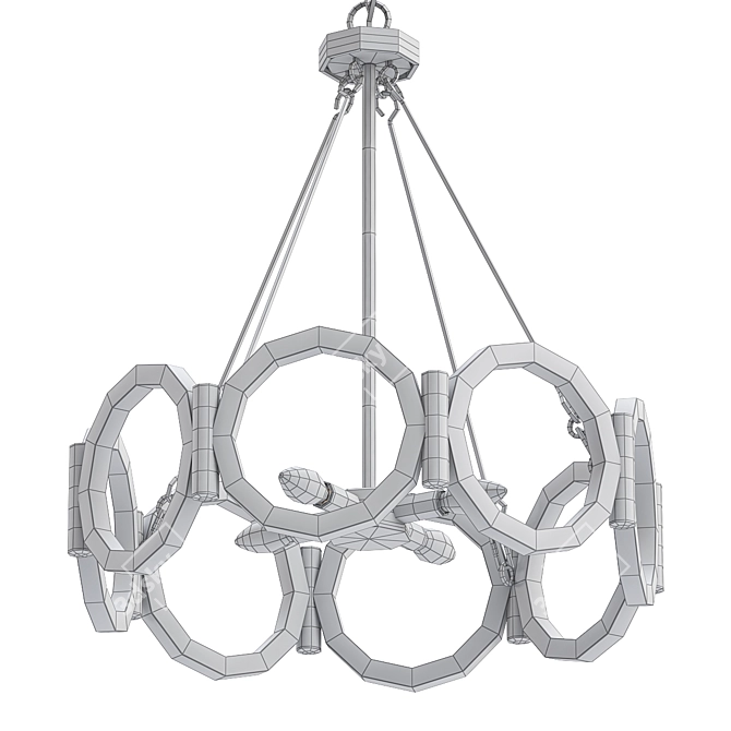 Rustic Farmhouse Circle Chandelier 3D model image 2