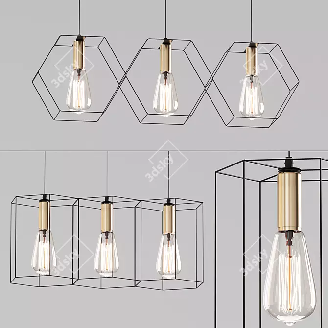 Elegant Hanging Lamps: Illuminate Your Space 3D model image 1