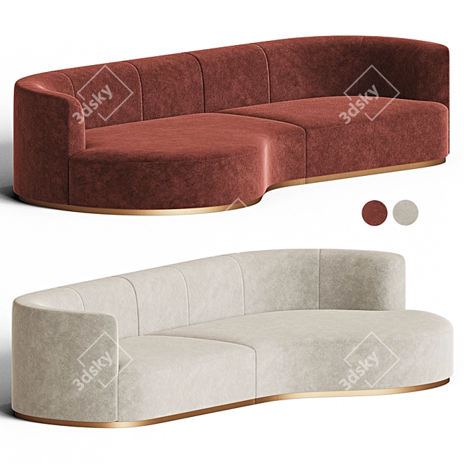 Chloe Curved Sofa: Elegant and Versatile Seating 3D model image 1