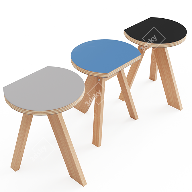 Sleek Kobo Side Stool: Functional Space Saver 3D model image 3