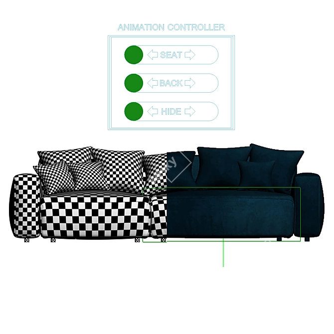 Multipurpose Soft Corner ZT30: Rigging and Animation 3D model image 8