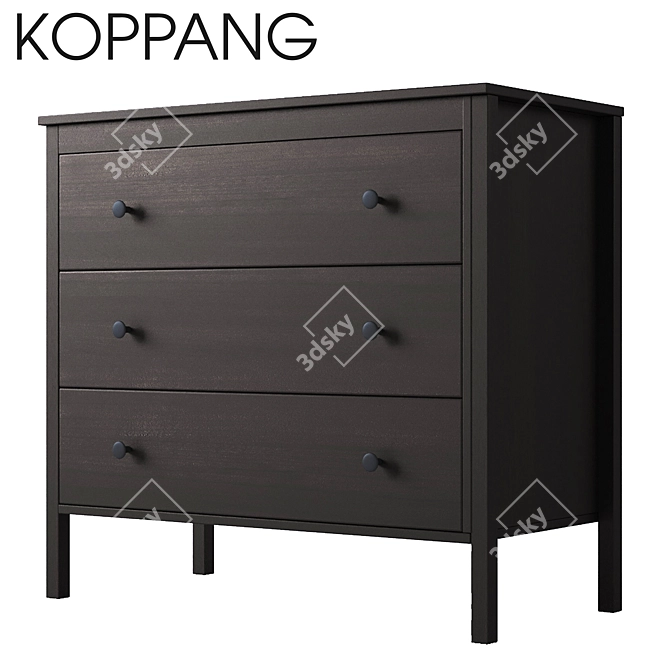 KOPPANG 3-Drawer Chest: Stylish Storage Solution 3D model image 1