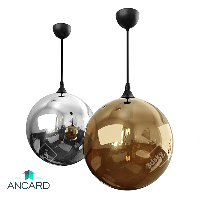 Amber Chrome Pendant Lamp: Elegant and Durable 3D model image 1