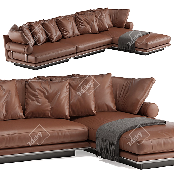 B&B Italia Noonu L: Luxurious Leather Sofa 3D model image 1