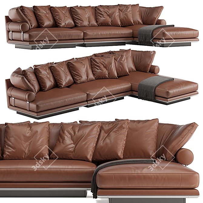 B&B Italia Noonu L: Luxurious Leather Sofa 3D model image 2