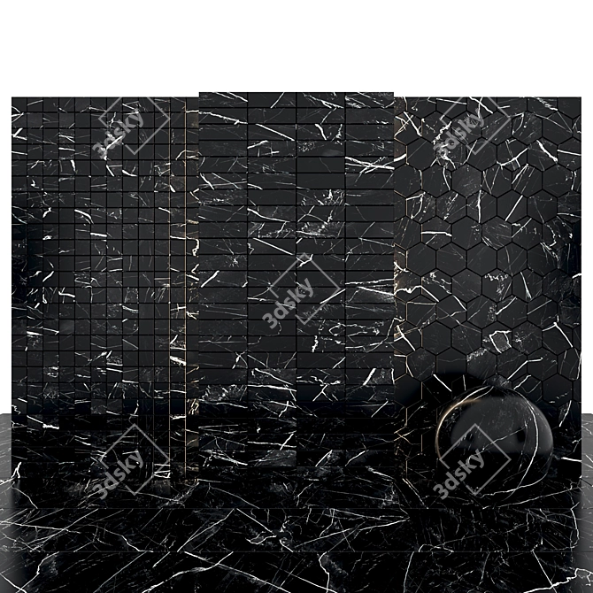 Elegant Calacatta Black Marble Slabs 3D model image 2