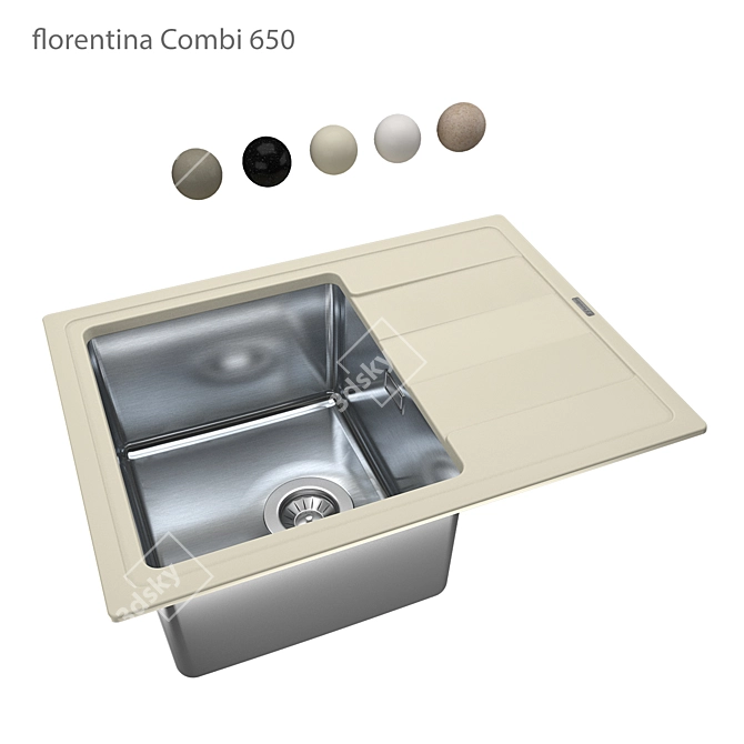 Florentina Combi 650 OM Quartz Sink 3D model image 1