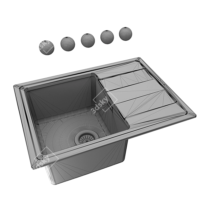 Florentina Combi 650 OM Quartz Sink 3D model image 2