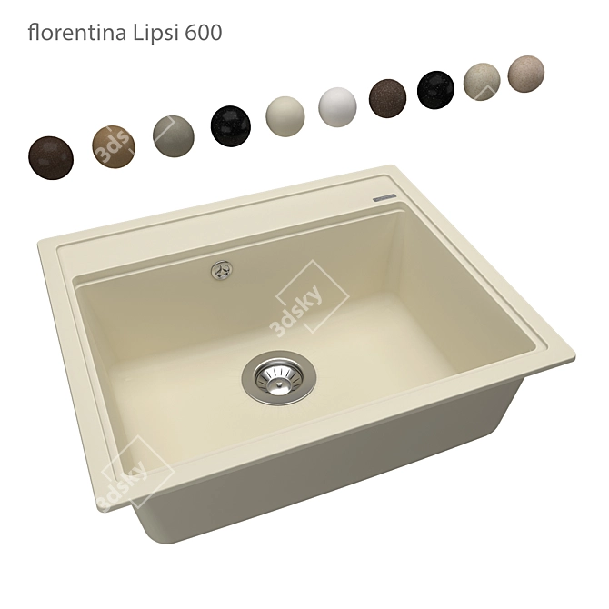 Florentina Lipsi 600 OM: Elegant and Practical Compact Kitchen Sink 3D model image 1