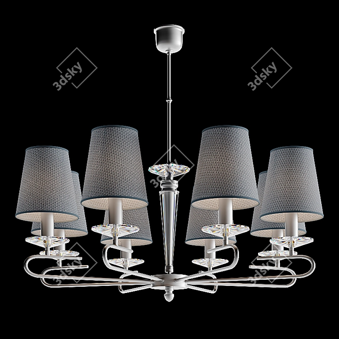 Luxurious Asfour Crystal Brass Chandelier 3D model image 1