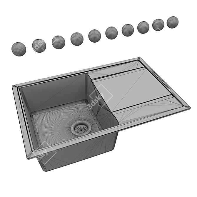 Florentina Lipsi 780 OM: Classic Design Kitchen Sink 3D model image 2