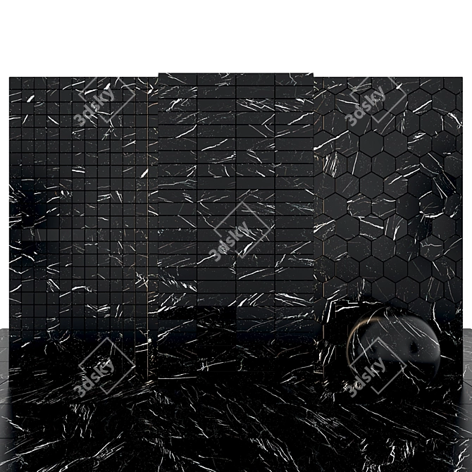 Elegant Marquina Black Marble 3D model image 3