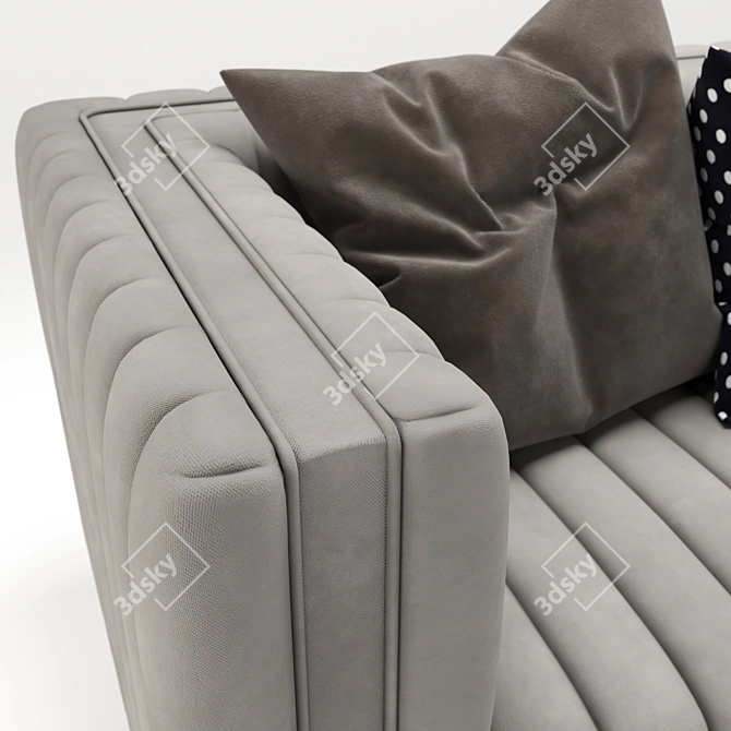 Luxurious Emerald Velvet Sofa 3D model image 6