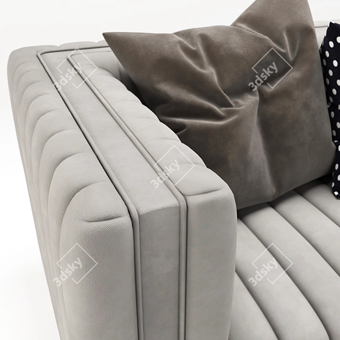 Luxurious Emerald Velvet Sofa 3D model image 7