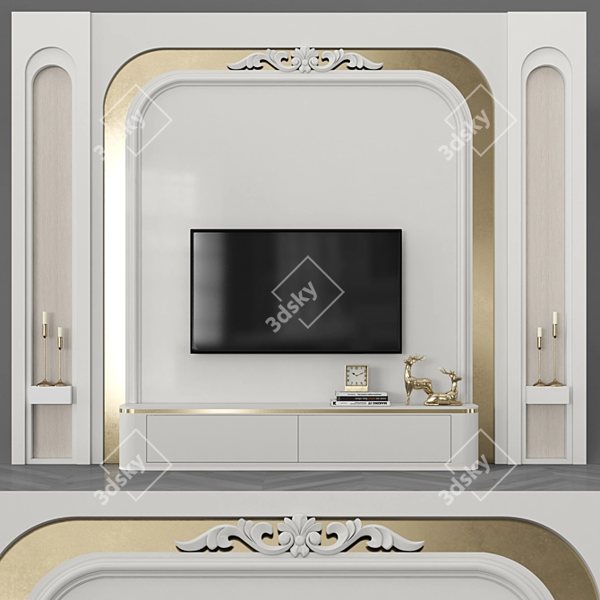 Modern TV Wall Set with 50" TV 3D model image 1
