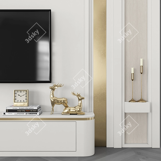 Modern TV Wall Set with 50" TV 3D model image 2