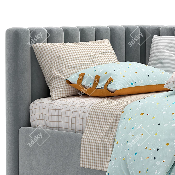 Modern Corner Bed with Elegant Panels 3D model image 5
