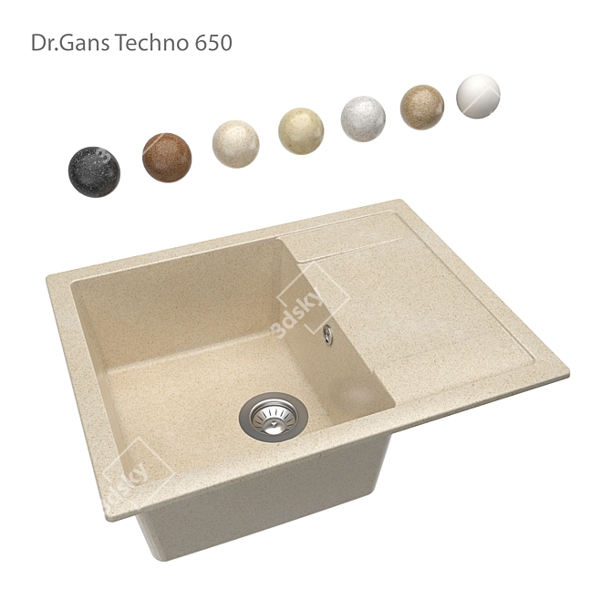 Elegant Classic Kitchen Sink 3D model image 1