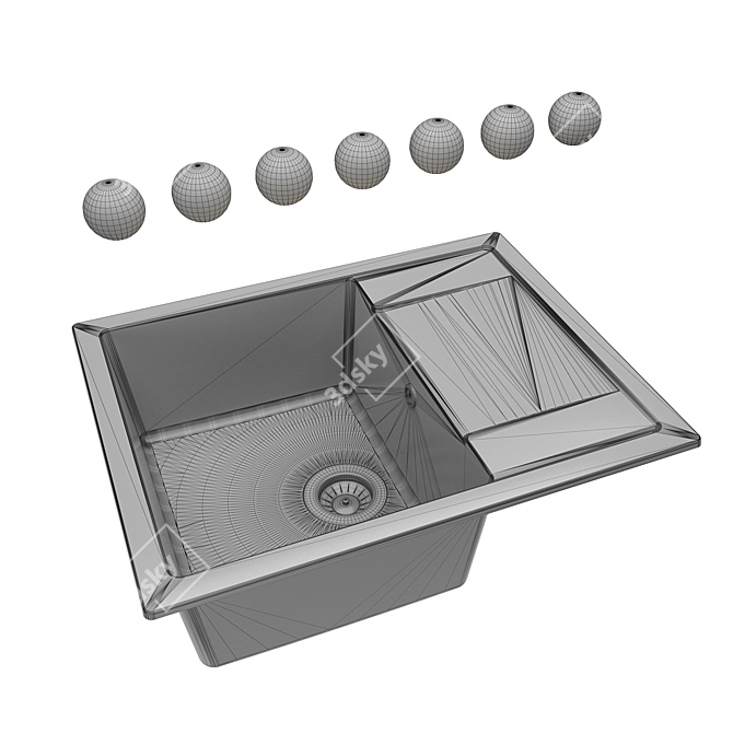 Elegant Classic Kitchen Sink 3D model image 2