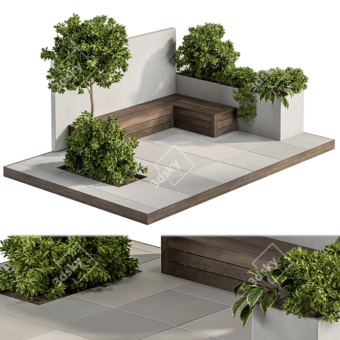 Outdoor Oasis Bench Set 3D model image 1
