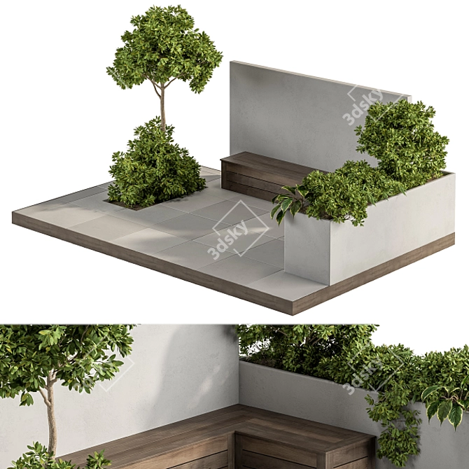 Outdoor Oasis Bench Set 3D model image 2