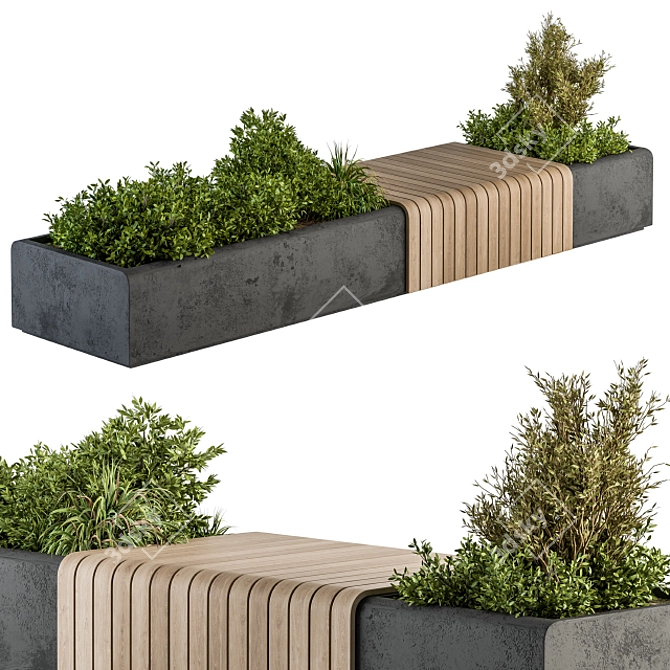 Green Oasis Bench: Urban Furniture 3D model image 1