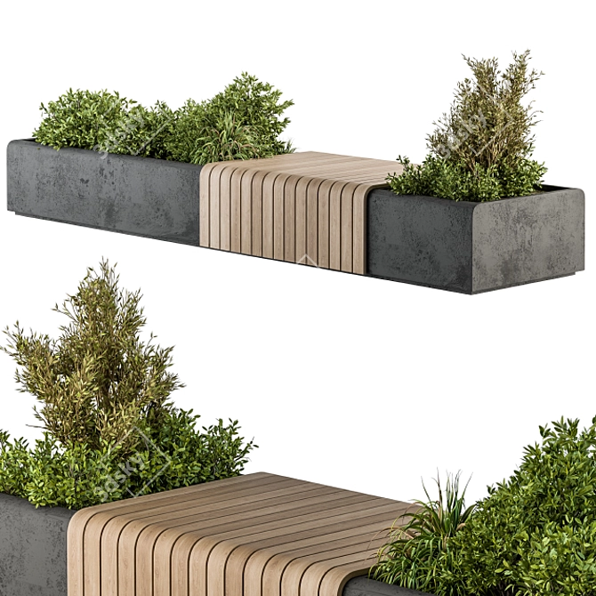 Green Oasis Bench: Urban Furniture 3D model image 2