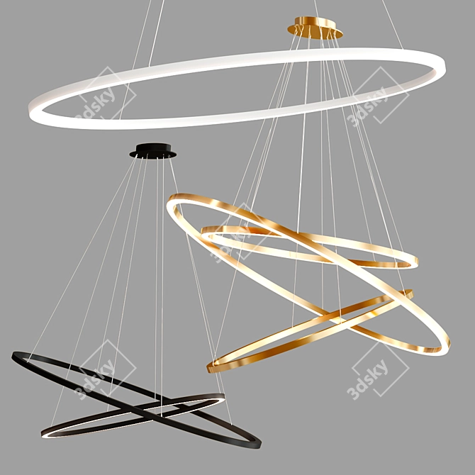 Sleek LED Pendant Lamps - ELLISSE Collection 3D model image 3