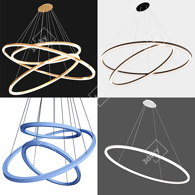 Sleek LED Pendant Lamps - ELLISSE Collection 3D model image 6