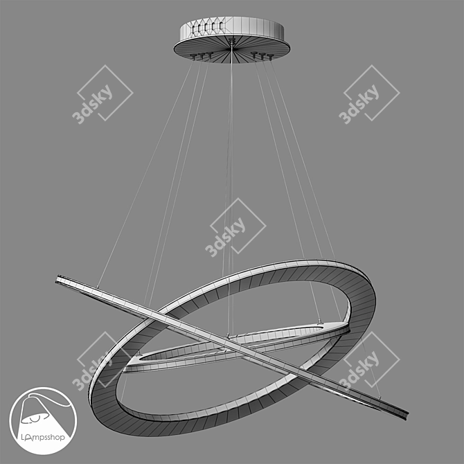 Sleek Hoop Chandelier: Ø90 cm 3D model image 2